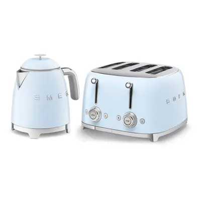 Smeg 50's Style Retro Range Breakfast Set, 0.8L 1400W Mini Kettle and 4-Slice 2000W Toaster, Pas