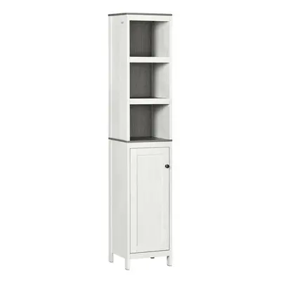 kleankin Bathroom Storage Cabinet w/ Door Cupboard and Adjustable Shelf, White