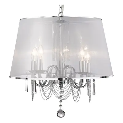 Chrome Light Pendant With White Viole Shade