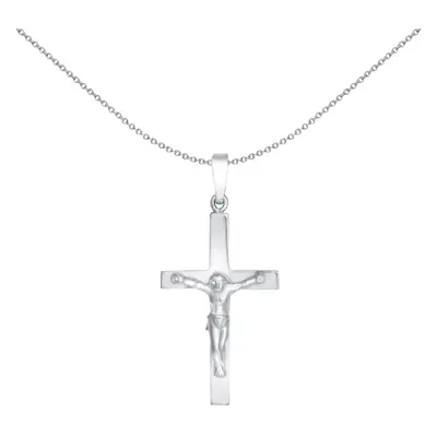 Jewelco London Unisex Rhodium Plated Sterling Silver Stamped Crucifix Plain Cross Pendant - APX0