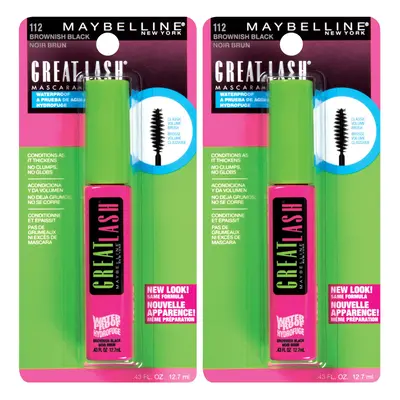 Maybelline New York Great Lash Waterproof Mascara Makeup Brownish Black Count