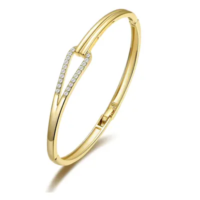 Gold Plated Link Bangle Created with Zircondia Crystals