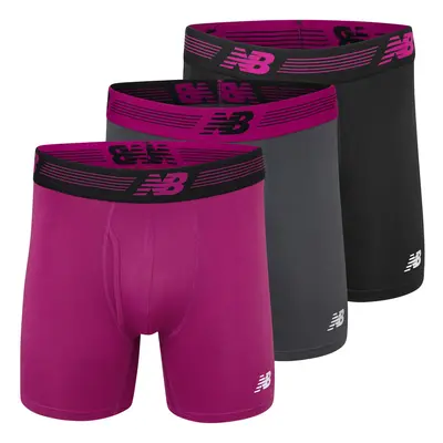 New Balance Men's 6"" Boxer Brief Fly Front with Pouch 3-Pack Large