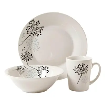 Gibson GH Netherwood 12Piece White Ceramic Dinnerware Set 9Inch Dinner Plate Soup Bowl 9Ounce Mu