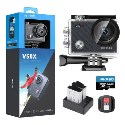 AKASO V50X Native 4K30fps WiFi Action Camera with EIS Touch Screen 4X Zoom feet Waterproof Camer