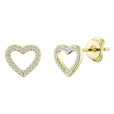 Gold Plated Open Heart Earrings Created with Zircondia Crystals