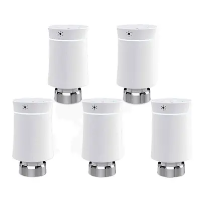 (5pcs White) Thermostat Radiator Actuator Valve Smart Programmable TRV Temperature Controller Al