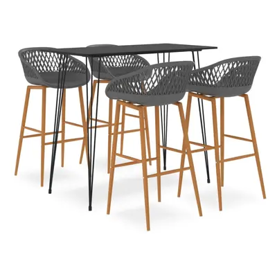 (black and grey, piece) vidaXL Bar Set Kitchen Dining Room Chair Stool Table 5/7 Piece Multi Col