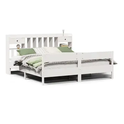 (white, x cm) vidaXL Bookcase Bed without Mattress Home Bed Frame Solid Wood Pine