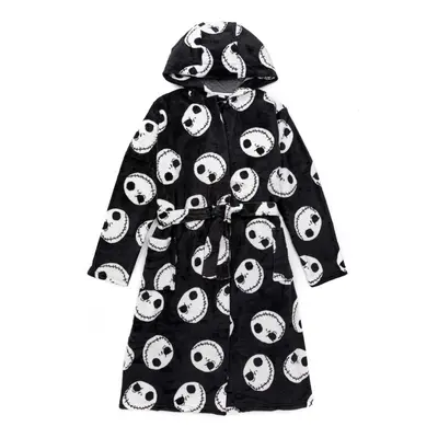 (L, Black/White) Nightmare Before Christmas Mens Jack Skellington Dressing Gown