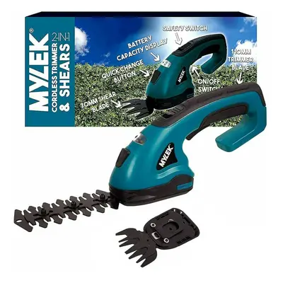 MYLEK 2-in-1 Li-ion Cordless Hedge Trimmer & Grass Shears