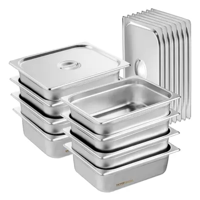 (8 pcs, in) VEVOR Size Hotel Pans Steam Table Pan Stainless Steel