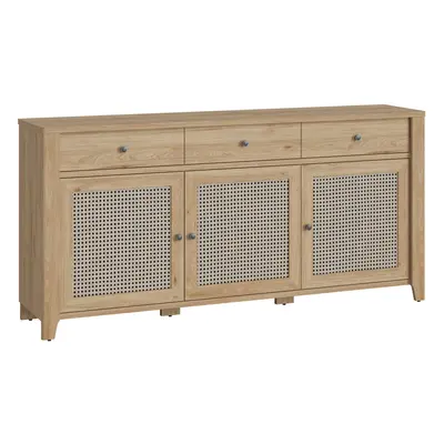 Cestino Door Drawer Sideboard in Jackson Hickory Oak and Rattan Effects