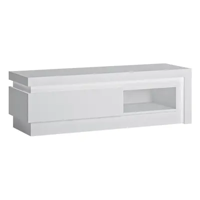 Lyon drawer TV cabinet with Open Shelf in White and High Gloss