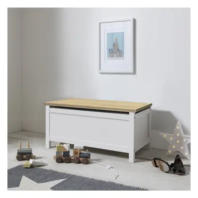 Esther Toy Box Storage Chest in Classic White & Oak