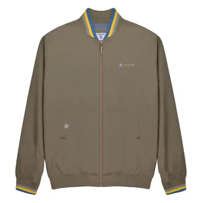 (3XL, Khaki/Dark Blue) Lambretta Mens Triple Tipped Full Zip Mod Monkey Bomber Jacket Coat