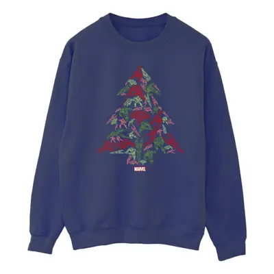 (4XL, Navy Blue) Marvel Mens Avengers Christmas Tree Sweatshirt