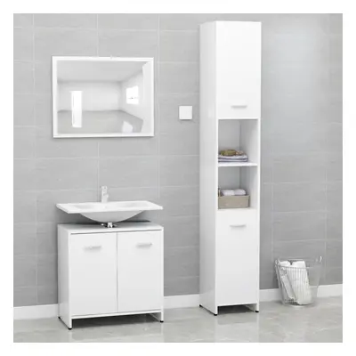 vidaXL Bathroom Furniture Set Piece White Chipboard Furniture Storage Unit