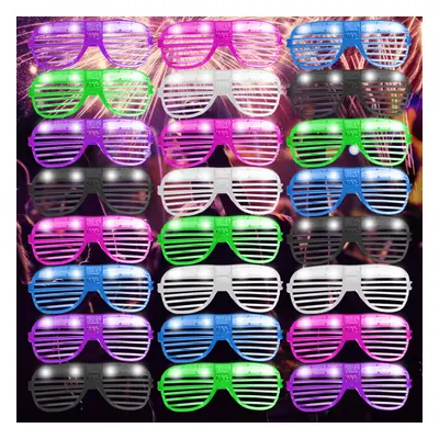 24pk Party Flashing Glasses | Neon Glasses Rave Accessories | Futuristic LED Glasses | Cyberpunk