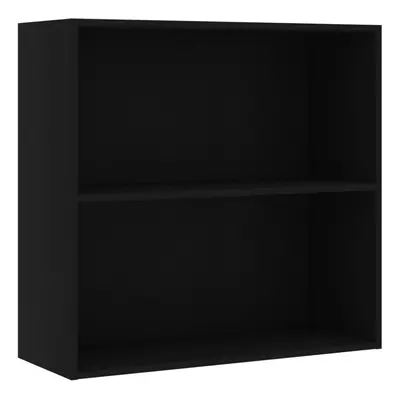 vidaXL 2-Tier Book Cabinet Bookcase Shelf Bookshelf Black Engineered Wood