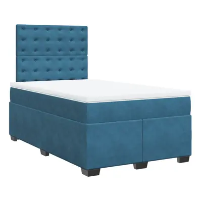 vidaXL Box Spring Bed with Mattress Bed Blue 120x190 cm Small Double Velvet