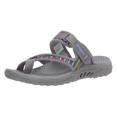 Skechers Women's Reggae-Mad Swag-Toe Thong Woven Sandal Grey