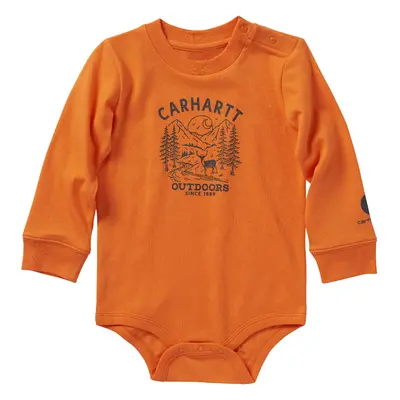 Carhartt Boys' Knit Long Sleeve Crewneck Bodysuit Exotic Orange Mo