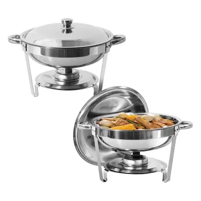 (2 pack, QT/3.5L) Round Chafing Dish Buffet Server Stainless Steel