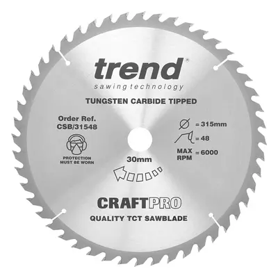 Trend CSB/31548 Craft Pro Combination TCT Circular Saw Blade, 315mm x Teeth x 30mm Bore, Tungste