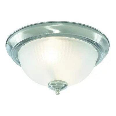 American Diner Traditional Flush Light Ribbed Acid Glass IP44