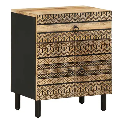 vidaXL Bed Cabinet Nightstand Bed Side Table Black Solid Rough Wood Mango