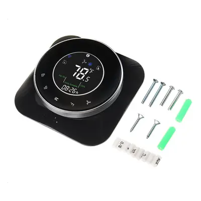 (Black) WiFi Black/White 24V WiFi Smart Heat Pump Thermostat Temperature Controller Smart Life/T