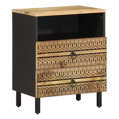 vidaXL Bed Cabinet Nightstand Bed Side Table Black Solid Rough Wood Mango