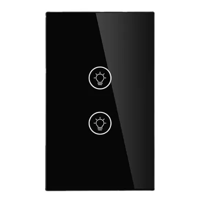 (2 Gang Black) Dimming Switch Thyristor Stepless Dimming US Smart Switch Works with Alexa Google