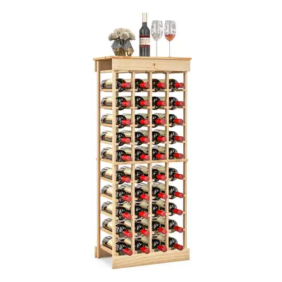 40-Bottle Wooden Wine Rack Floor Standing w / Tabletop 10-Tier Storage