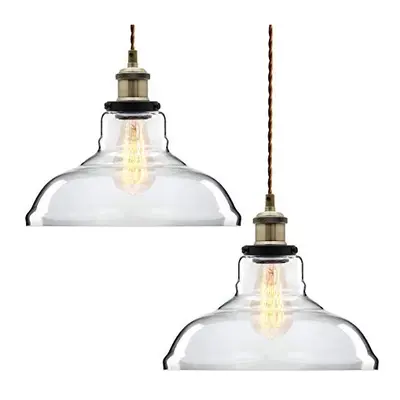 Pack of Modern Vintage Glass Chandelier Shade Pendant Hanging Ceiling Light E27 - Clear Glass