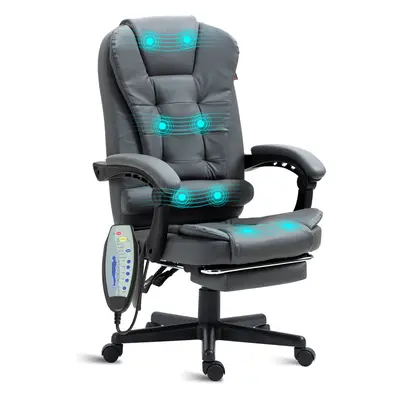 Luxury Massage Computer Office Desk Gaming Chair Swivel w/Footrest Grey