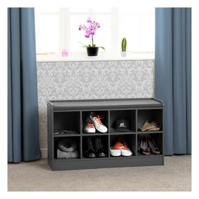 Portland Shoe Bench in Grey with Fabric Bench Seating