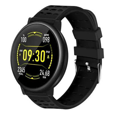 (Black) 2.5D Full Touch Screen Continuous Heart Rate Remote Camera Weather Forecast 20Days Stand