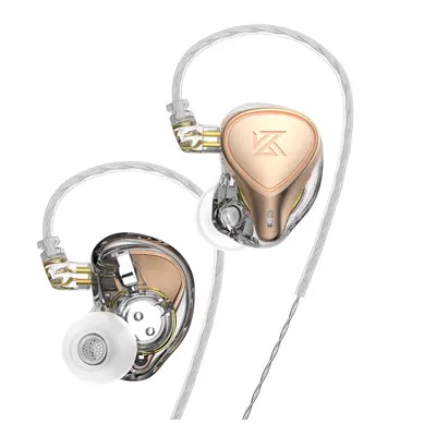 (Gold, With Mic) 3.5mm Wired Earphone Electrostatic Balanced Dynamic Monitor Sport Music Earphon