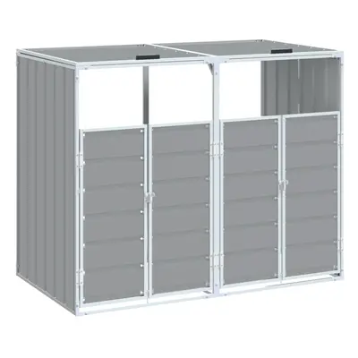 vidaXL Wheelie Bin Storage for Double Bins Garden Store Trash Cover Grey Steel