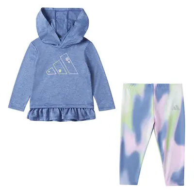 adidas Girls 2-Piece Hooded M?lange Tee & Printed Legging Set Crew Bl