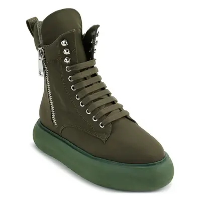 DKNY Women's Essential High Top Slip on Wedge Sneaker Army Green