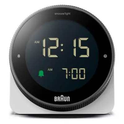 Braun Digital Alarm Clock With Rotating Bezel For Quick Time Setting - White