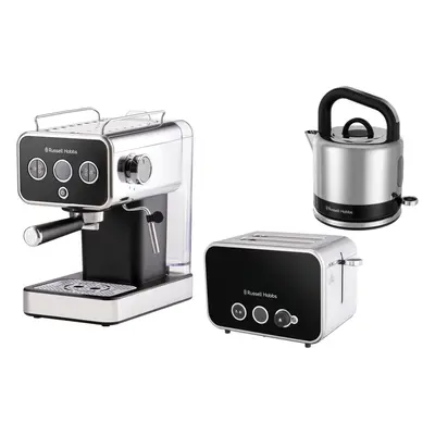 Russell Hobbs Distinctions Black Kettle Toaster & Coffee Machine Set