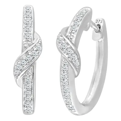 Jewelco London 9ct White Gold Round 22pts Diamond Crossover Hoop Earrings 5mm - PE0AXL3600W