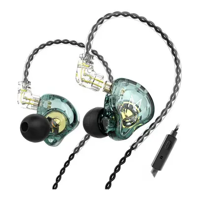 (Green, With Mic) Earphone 10mm Dual Magnetic Driver Hi-Fi Sport DJ Monitor Headphone in Ear Mon