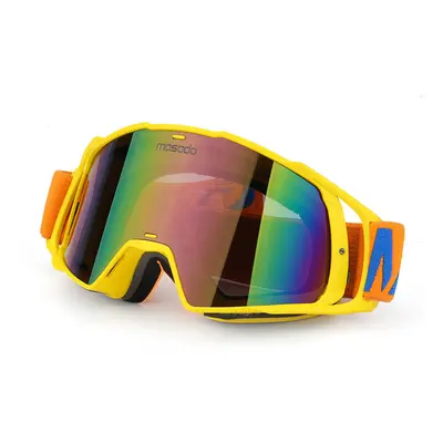 (Yellow) Outdoor Skiing Skating Goggles Snowmobile Glasses Windproof Anti-Fog UV Protection