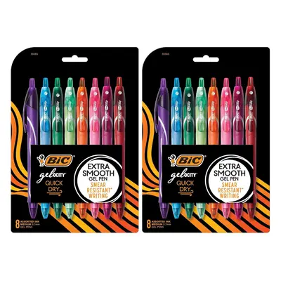 BIC Gel-ocity Quick Dry Fashion Retractable Gel Pens Medium Point (0.7mm) 8-Count Colored Pens W