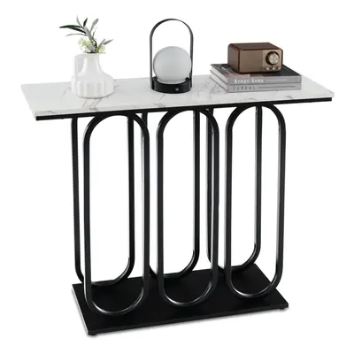 100cm Modern Console Table Faux Marble Narrow Entryway Hallway Table Accent Desk